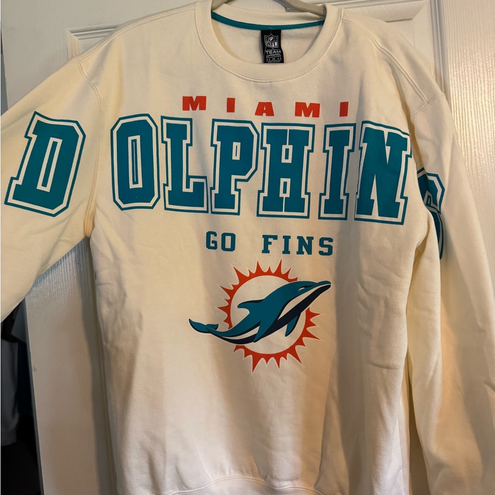 NFL Dolphins Team Apparel Cream and Teal Sweatshirt